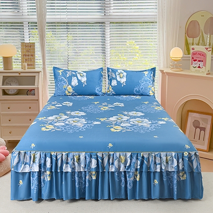 91家纺网 家纺一手货源 找家纺 （总）小雨家纺 2026新款芦荟棉床裙三件套