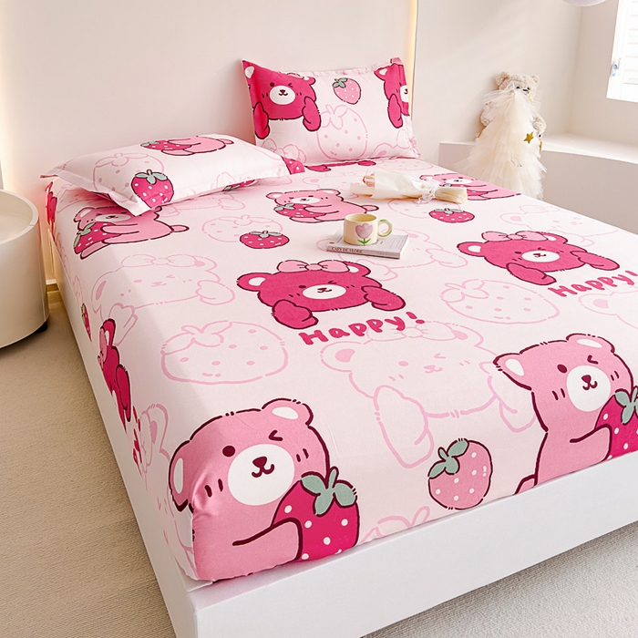 91家纺网 家纺一手货源 找家纺 靓生活 2024新款加厚磨毛生态棉单品床笠 可爱萌熊