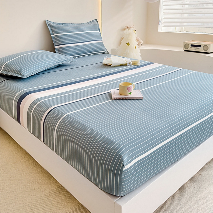 91家纺网 家纺一手货源 找家纺 靓生活 2024新款加厚磨毛生态棉单品床笠 浪漫-灰