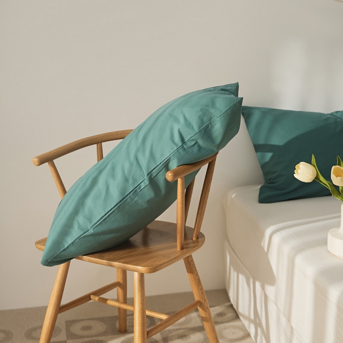 91家纺网 家纺一手货源 找家纺 新款40支全棉水洗棉纯色单品系列-单枕套 孔雀绿