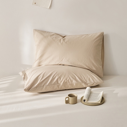 91家纺网 家纺一手货源 找家纺 新款40支全棉水洗棉纯色单品系列-单枕套 裸色