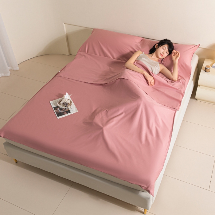 91家纺网 家纺一手货源 找家纺 澳梵家居 60s全棉纯色旅行睡袋 蜜豆粉