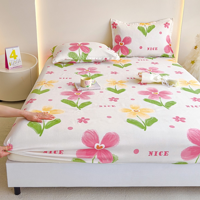 91家纺网 家纺一手货源 找家纺 靓生活 2024新款加厚磨毛生态棉单品床笠 花朵曼曼