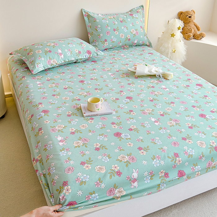 91家纺网 家纺一手货源 找家纺 靓生活 2024新款加厚磨毛生态棉单品床笠 花海