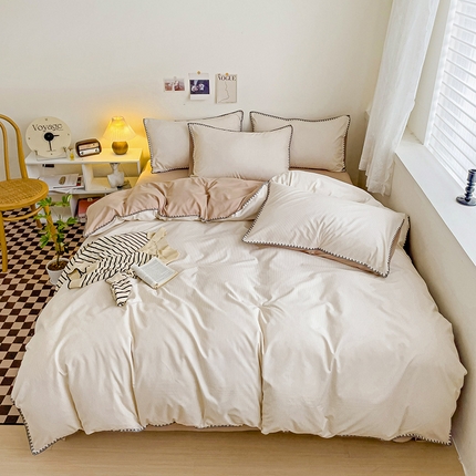 91家纺网 家纺一手货源 找家纺 （总）维娜斯家纺 2024新款亲肤水洗棉贝壳绣四件套