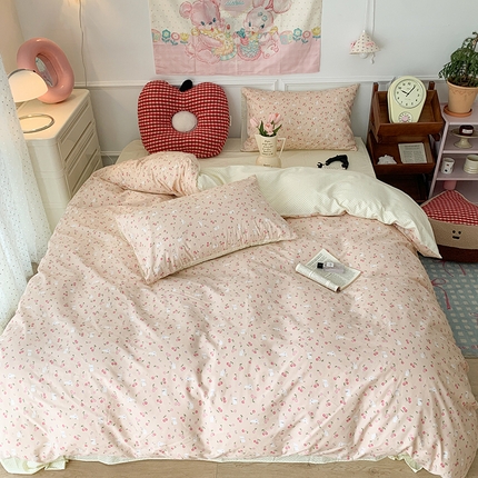 91家纺网 家纺一手货源 找家纺 （总）昔可 新款春日氛围感小清新亲肤四件套