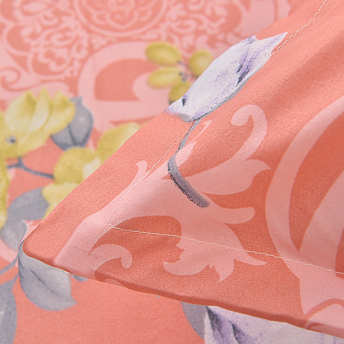 91家纺网 家纺一手货源 找家纺 小雨家纺 2026新款芦荟棉床裙三件套 花枝招展-桔