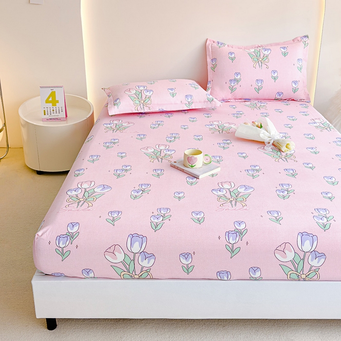 91家纺网 家纺一手货源 找家纺 靓生活 2024新款加厚磨毛生态棉单品床笠 紫色浪漫