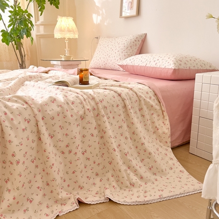 91家纺网 家纺一手货源 找家纺 （总）兜兜 2024年新款全棉纯棉小清新夏被四件套