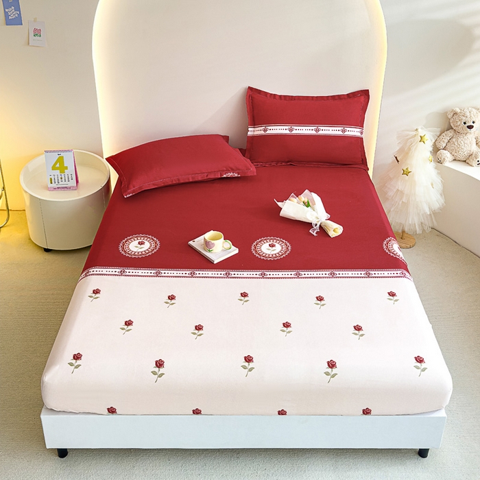 91家纺网 家纺一手货源 找家纺 靓生活 2024新款加厚磨毛生态棉单品床笠 玫瑰佳人