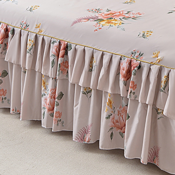 91家纺网 家纺一手货源 找家纺 小雨家纺 2026新款芦荟棉床裙四件套 百花齐放棕