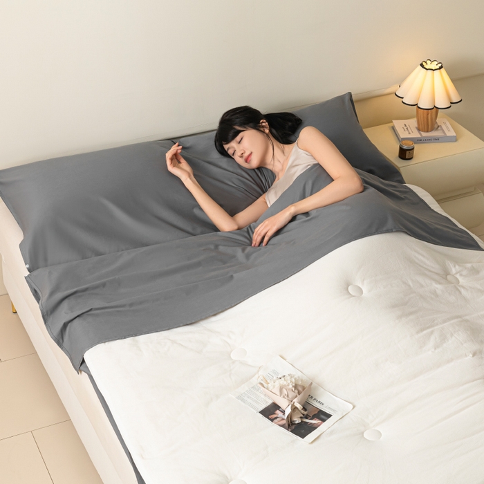 91家纺网 家纺一手货源 找家纺 澳梵家居 60s全棉纯色旅行睡袋 月岩灰