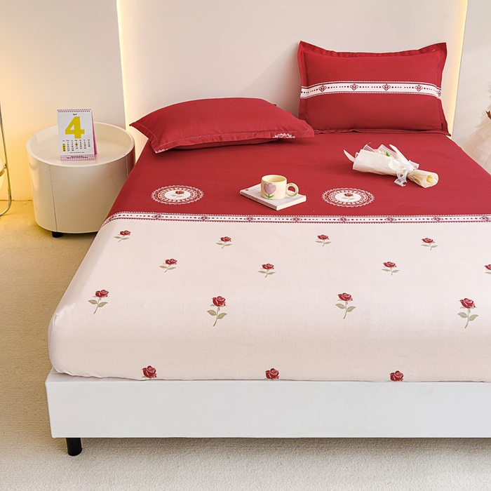 91家纺网 家纺一手货源 找家纺 靓生活 2024新款加厚磨毛生态棉单品床笠 玫瑰佳人