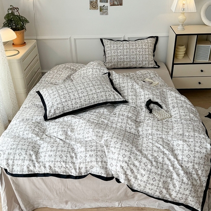 91家纺网 家纺一手货源 找家纺 （总）昔可 2024新款单层黑边复古花古典儒雅四件套