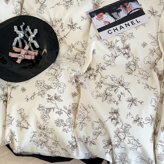 91家纺网 家纺一手货源 找家纺 （总）昔可 2024新款单层黑边复古花古典儒雅四件套