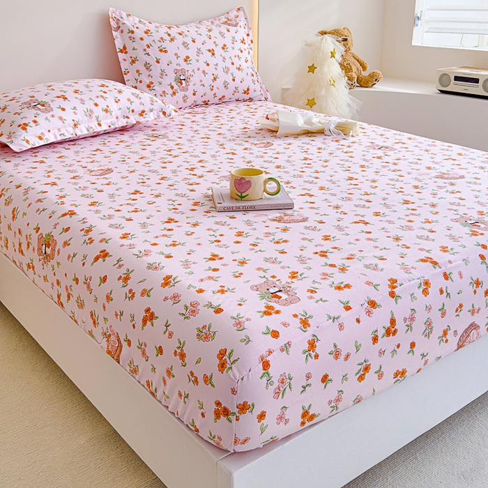 91家纺网 家纺一手货源 找家纺 靓生活 2024新款加厚磨毛生态棉单品床笠 森林欢唱