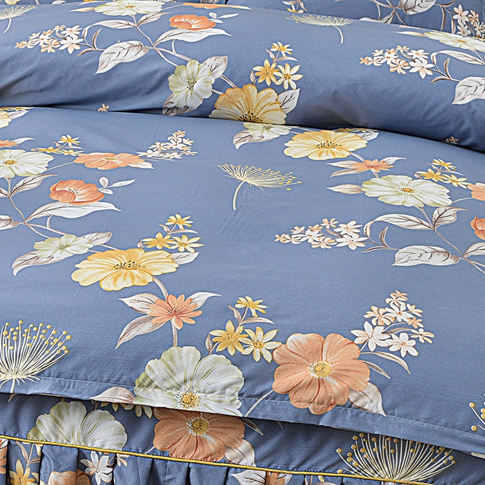 91家纺网 家纺一手货源 找家纺 小雨家纺 2026新款芦荟棉单被套 如花似锦-深灰