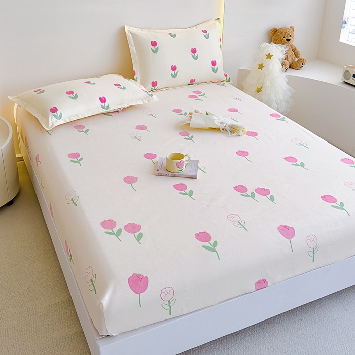 91家纺网 家纺一手货源 找家纺 靓生活 2024新款加厚磨毛生态棉单品床笠 田园花语