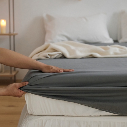 91家纺网 家纺一手货源 找家纺 （总）新款40支全棉水洗棉纯色单品系列-单床笠