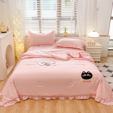 91家纺网 家纺一手货源 找家纺 （总）梵克保罗 2024新款韩系花边ins风水洗棉夏被四件套