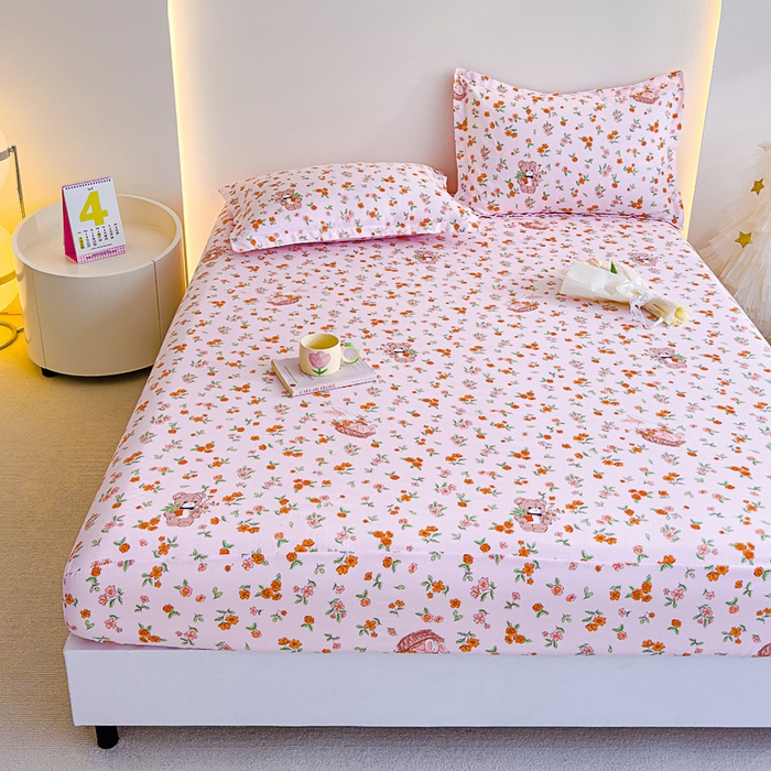 91家纺网 家纺一手货源 找家纺 靓生活 2024新款加厚磨毛生态棉单品床笠 森林欢唱