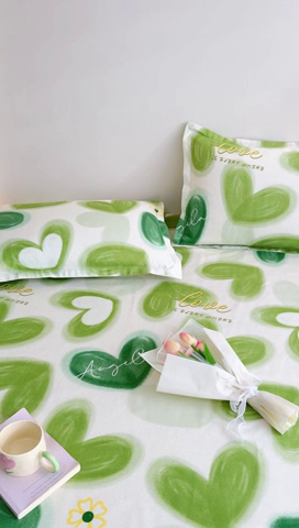 91家纺网 家纺一手货源 找家纺 靓生活 2024新款加厚磨毛生态棉单品床笠 爱在心田