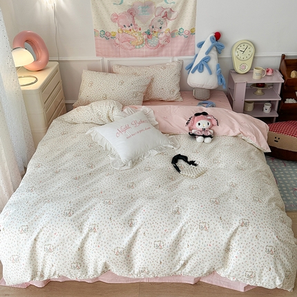 91家纺网 家纺一手货源 找家纺 （总）昔可 新款春日氛围感小清新亲肤四件套