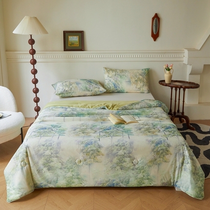 91家纺网 家纺一手货源 找家纺 （总）小禹仔 2025新款针织凉感丝印花夏被夏凉被被芯