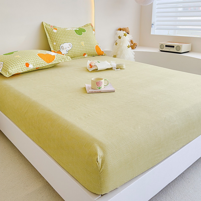 91家纺网 家纺一手货源 找家纺 靓生活 2024新款加厚磨毛生态棉单品床笠 爱心萌宠