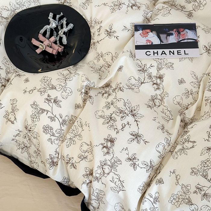 91家纺网 家纺一手货源 找家纺 （总）昔可 2024新款单层黑边复古花古典儒雅四件套