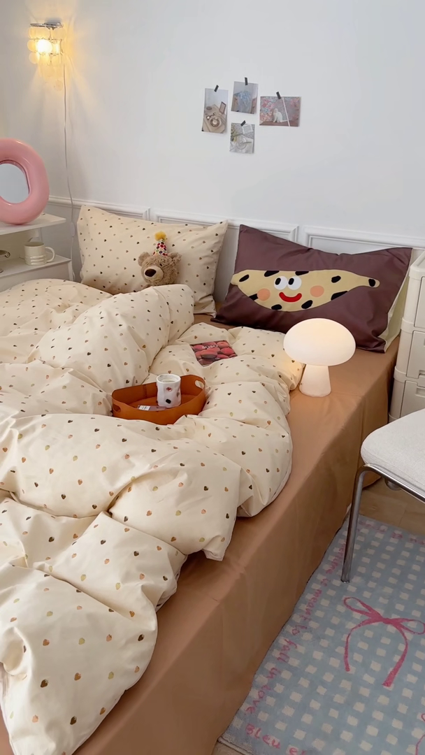 91家纺网 家纺一手货源 找家纺 昔可 新款创意枕套时尚柔舒全棉四件套 草莓拿铁