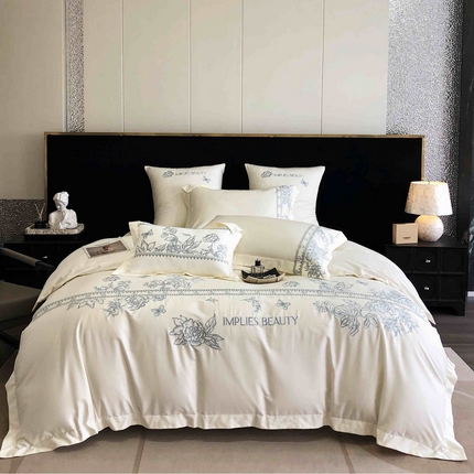 91家纺网 家纺一手货源 找家纺 （总）曼布缇 2025新款100S澳棉长绒棉绣花四件套-馥芮