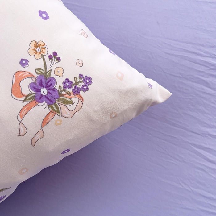 91家纺网 家纺一手货源 找家纺 乐萱家纺 2024新款水洗云朵棉被套小清新超柔印花单被套 薰衣浪漫