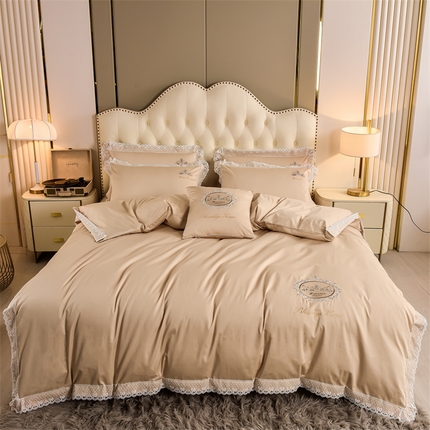 91家纺网 家纺一手货源 找家纺 瑞驰家纺 2024新款长绒棉爱丽丝公主四件套系列  精美法式轻奢风四件套系列 爱丽丝公主-香槟金