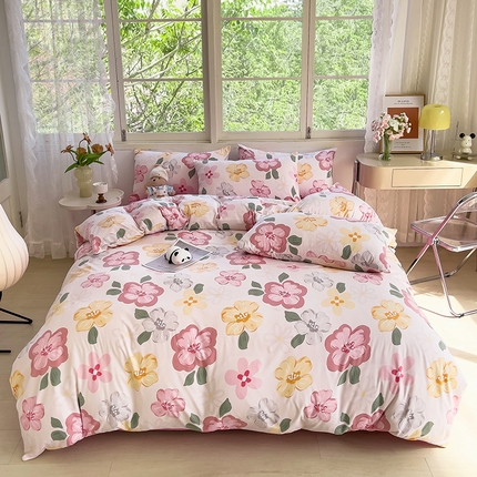 91家纺网 家纺一手货源 找家纺 （总）乐萱家纺 2024新款水洗云朵棉被套小清新超柔印花单被套