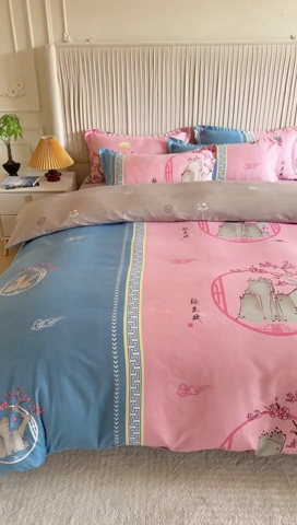 91家纺网 家纺一手货源 找家纺 优尚家纺 2025新款亲肤磨毛新国风大版系列四件套 静黛梅芳