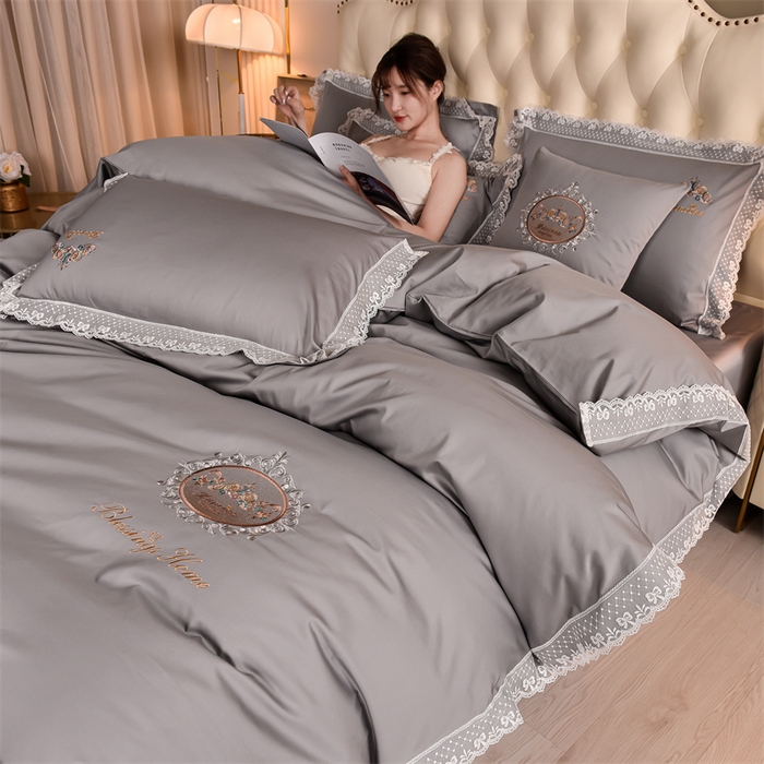 91家纺网 家纺一手货源 找家纺 （总）瑞驰家纺 2024新款长绒棉爱丽丝公主四件套系列  精美法式轻奢风四件套系列