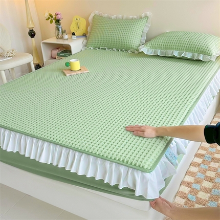 91家纺网 家纺一手货源 找家纺 （总）屹成家纺 2024新款PE高分子凉豆豆冰丝凉席床笠款