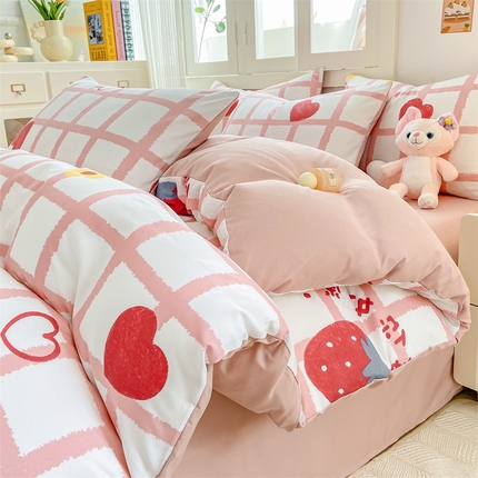 91家纺网 家纺一手货源 找家纺 （总）雅阁尔家纺 2024新款直播热款水洗云朵棉四件套美式碎花简约风床单单品单被套