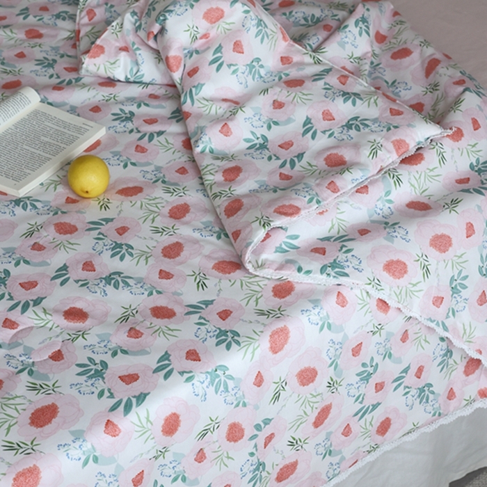 91家纺网 家纺一手货源 找家纺 棉眠 2024新款纯棉夏被 粉荔枝