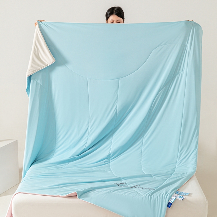 91家纺网 家纺一手货源 找家纺 佳居缘 2024新款纯色绣花冰氨夏被 冰清兰