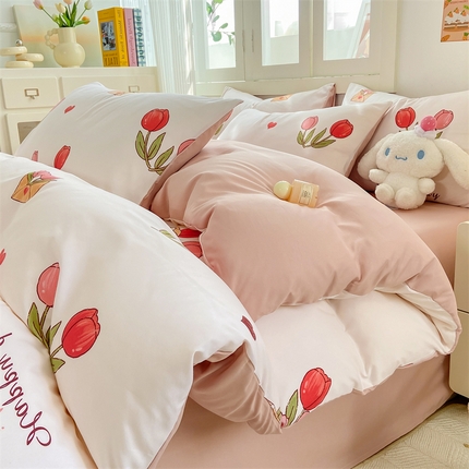 91家纺网 家纺一手货源 找家纺 （总）雅阁尔家纺 2024新款直播热款水洗云朵棉四件套美式碎花简约风床单单品单被套