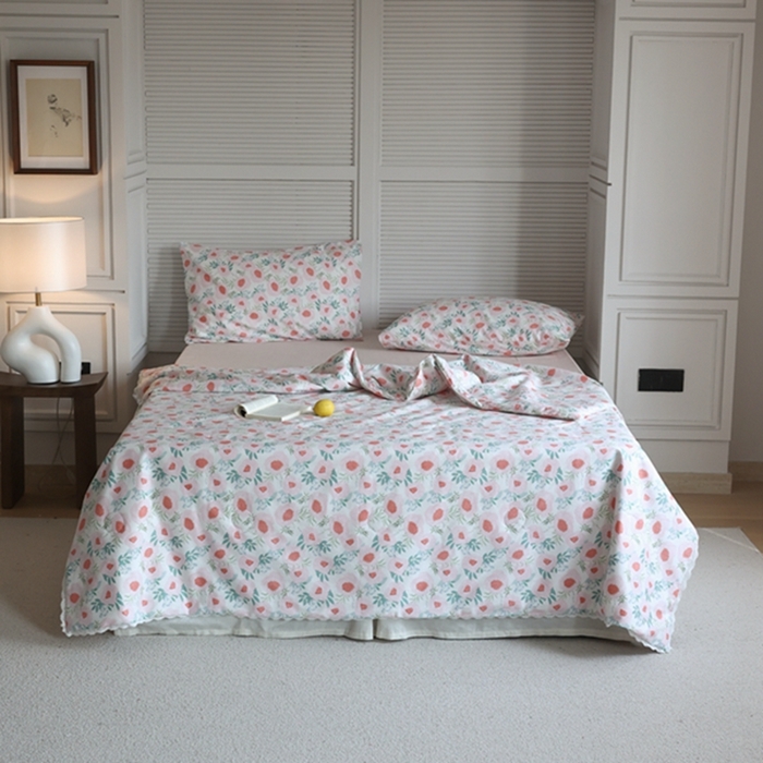 91家纺网 家纺一手货源 找家纺 棉眠 2024新款纯棉夏被 粉荔枝