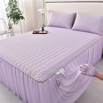 91家纺网 家纺一手货源 找家纺 （总）布卢姆床垫 2025新款A类5mm纯色乳胶凉席床裙梦田系列