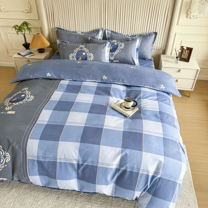 91家纺网 家纺一手货源 找家纺 优尚家纺 2025新款亲肤磨毛新国风大版系列四件套 悠然野格