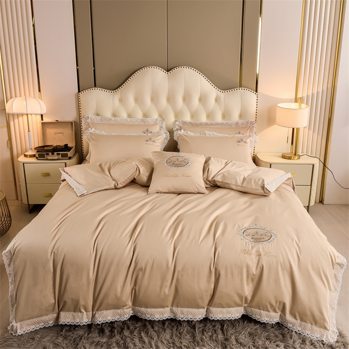 91家纺网 家纺一手货源 找家纺 瑞驰家纺 2024新款长绒棉爱丽丝公主四件套系列  精美法式轻奢风四件套系列 爱丽丝公主-香槟金
