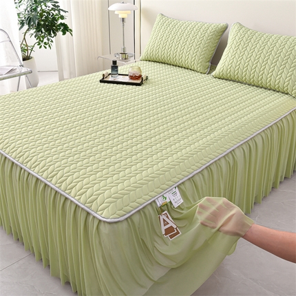 91家纺网 家纺一手货源 找家纺 （总）布卢姆床垫 2025新款A类5mm纯色乳胶凉席床裙梦田系列