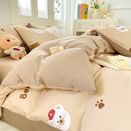 91家纺网 家纺一手货源 找家纺 （总）雅阁尔家纺 2024新款直播热款水洗云朵棉四件套小碎花被套床笠三件套