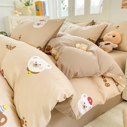 91家纺网 家纺一手货源 找家纺 （总）雅阁尔家纺 2024新款直播热款水洗云朵棉四件套美式碎花简约风床单单品单被套