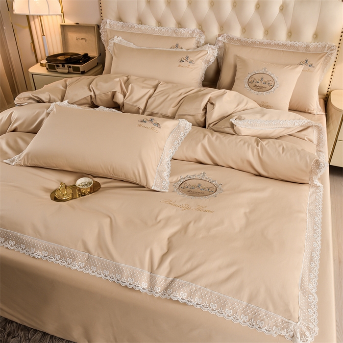 91家纺网 家纺一手货源 找家纺 瑞驰家纺 2024新款长绒棉爱丽丝公主四件套系列  精美法式轻奢风四件套系列 爱丽丝公主-香槟金